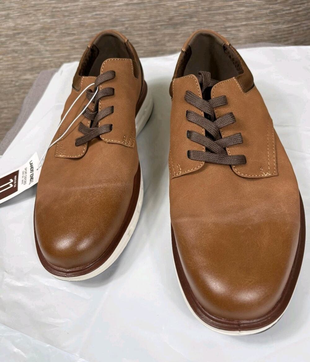 Lands End Sport Oxford Comfort Shoes Mens Size 11 Dark Tan White 1908426 NEW
